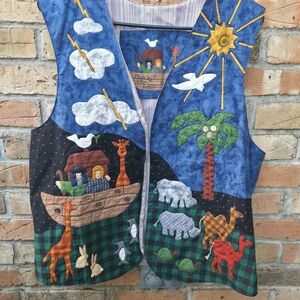 Noah's Ark Themed Vest with Animal Motifs